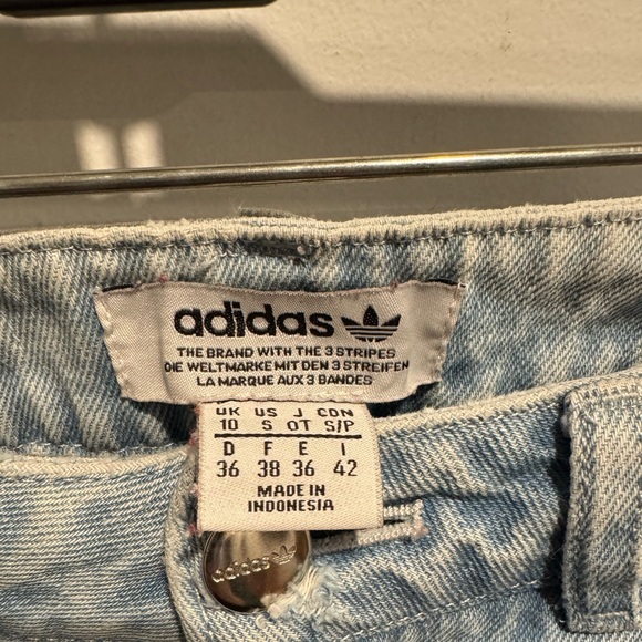 Adidas x Fiorucci Wide Leg snap track pants denim graffiti embellished street S - Picture 7 of 12